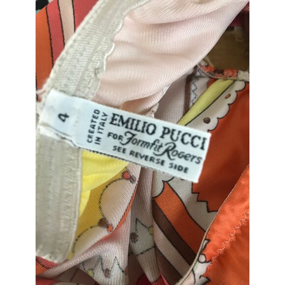 Vtg Emilio Pucci For Formfit Rogers Pantie's Saks Fifth Avenue Orange Abstract - Picture 4 of 7